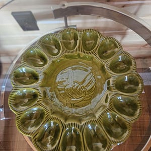 MCM Green California Pottery S 29 Talerz na jajka faszerowane kogutem