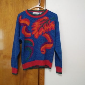 90s Diversity Abstract Leaf Sweater/Diversity Sweater/Vintage Sweater/Wool Sweater/Acrylic Sweater/Abstract Sweater/Leaf Sweater image 1