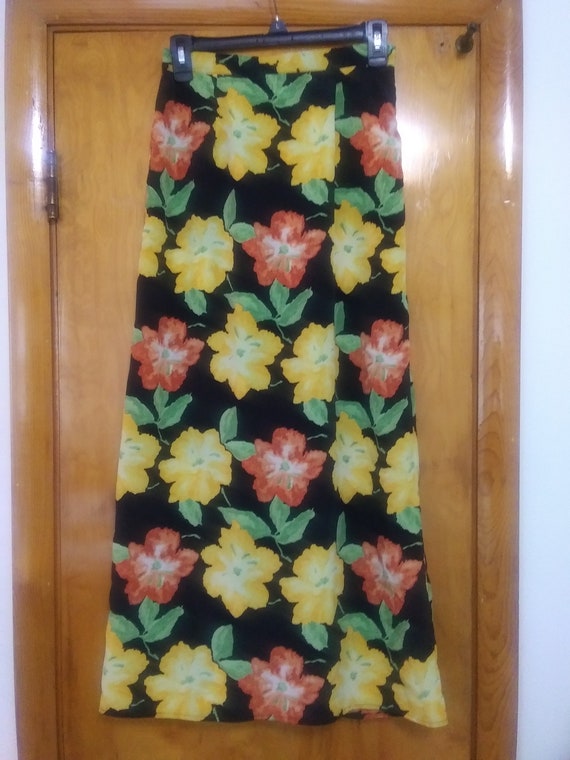Vintage Hawaain Style Floral Maxi Skirt by JM Stud