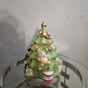 Christmas Village Christmas Tree Ceramic Cookie Jar/Ceramic Cookie Jar/Christmas Tree Jar