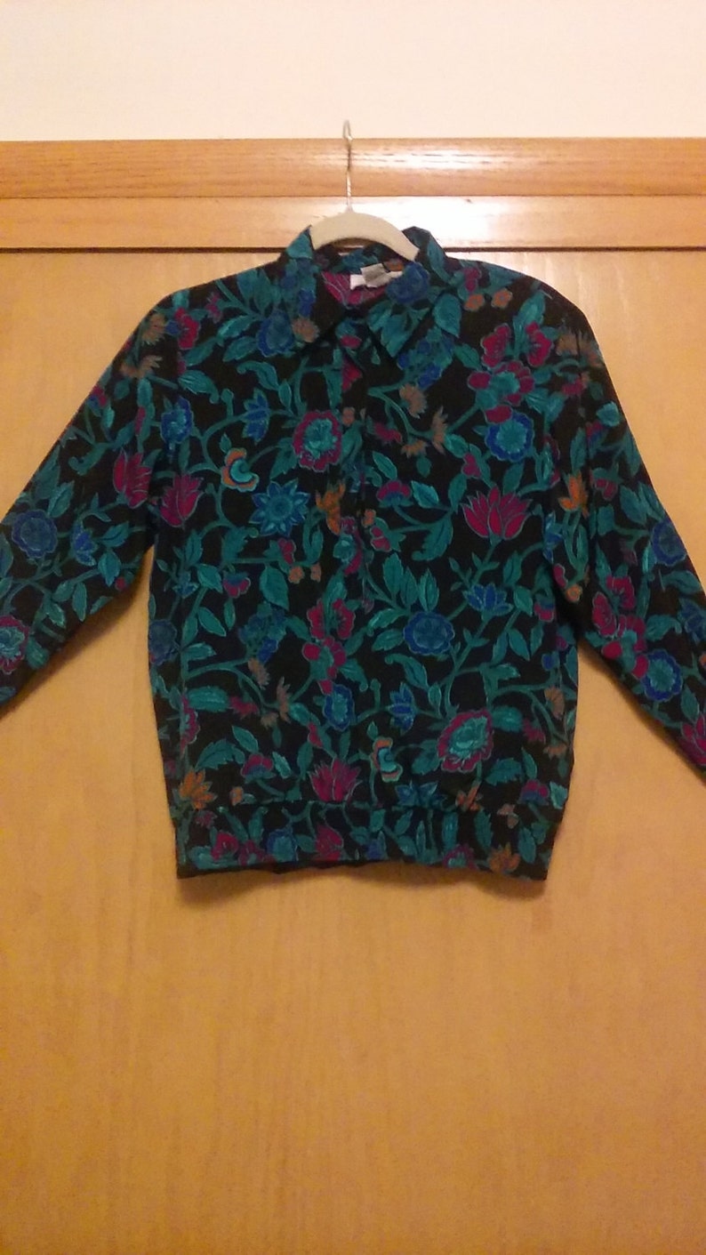 80s90s Paisley Flower Pattern Blouse by Alfred DunnerAlfred DunnerPaisley Blouse