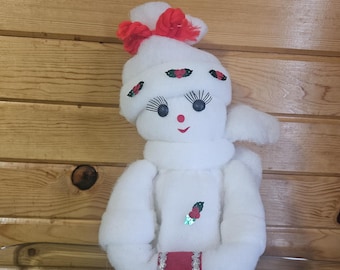 Vintage Handmade Batting Mrs Claus Snowman
