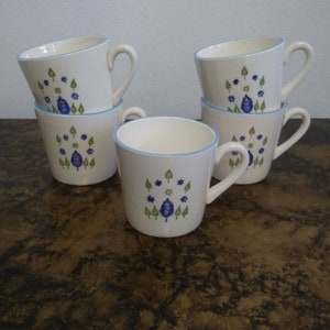 70s Marcrest Swiss Chalet Mug 5pc. Set/Marcrest Swiss Chalet/70s Flower Mug/70s Flower Cup/70s Leaf Mug/Marcrest
