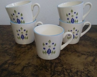 70s 5pc.Marcrest Swiss Chalet Mug Set/Marcrest Swiss Chalet/70s Flower Mug/70s Flower Cup/70s Leaf Mug/Marcrest