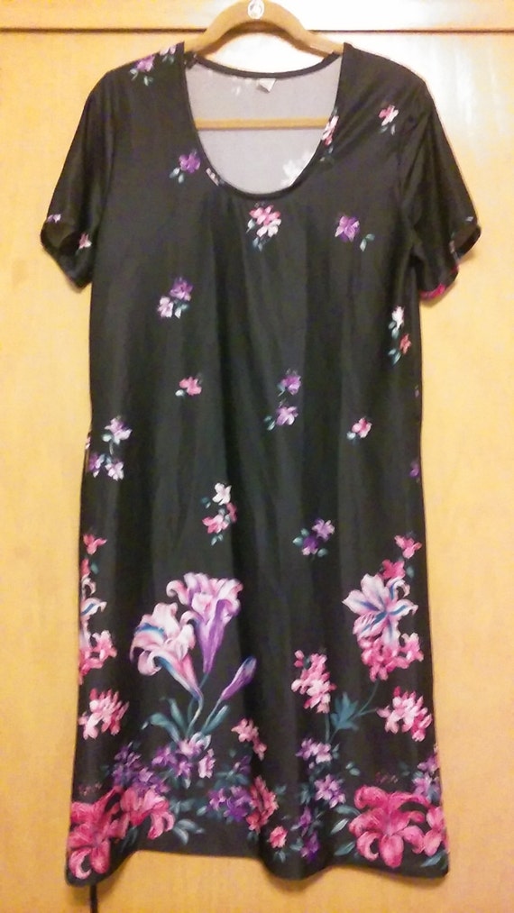 70s Hawaiian Style Flower Pattern Maxi Dress/Maxi… - image 1