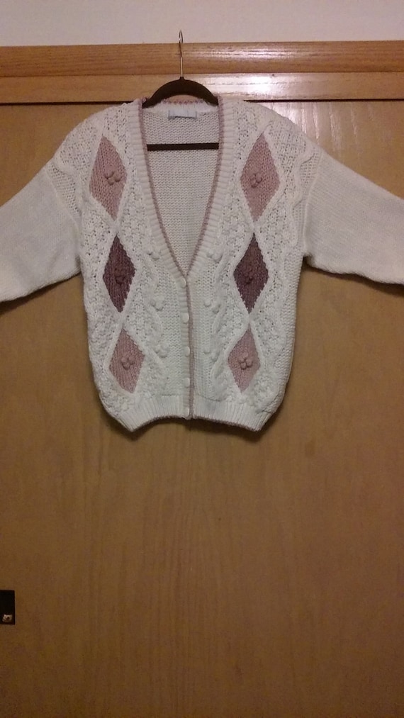 80s Knit Geometric Cardigan Sweater/Geometric Swea