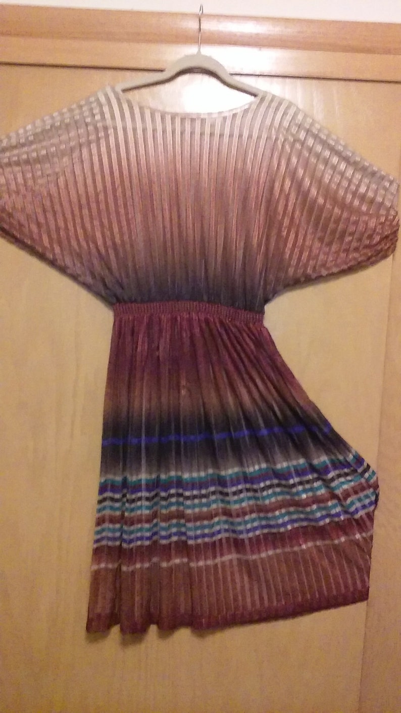 70s80s Authentic Sheer Boho Chic DressSheer DressGeometric DressBoho Chic DressStriped DressFrock