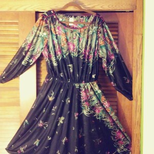 70s Sheer Floral Dress/Floral Dress/Sheer Dress/Boho Chic Dress/Boho Chic/Vintage Dress/Flower Dress