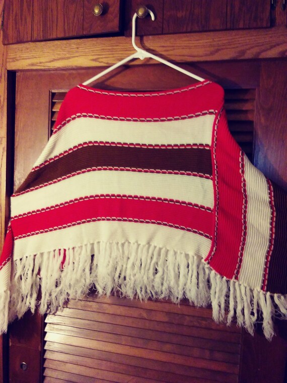 70s Handmade Southwest Style Poncho/Poncho/Southw… - image 3