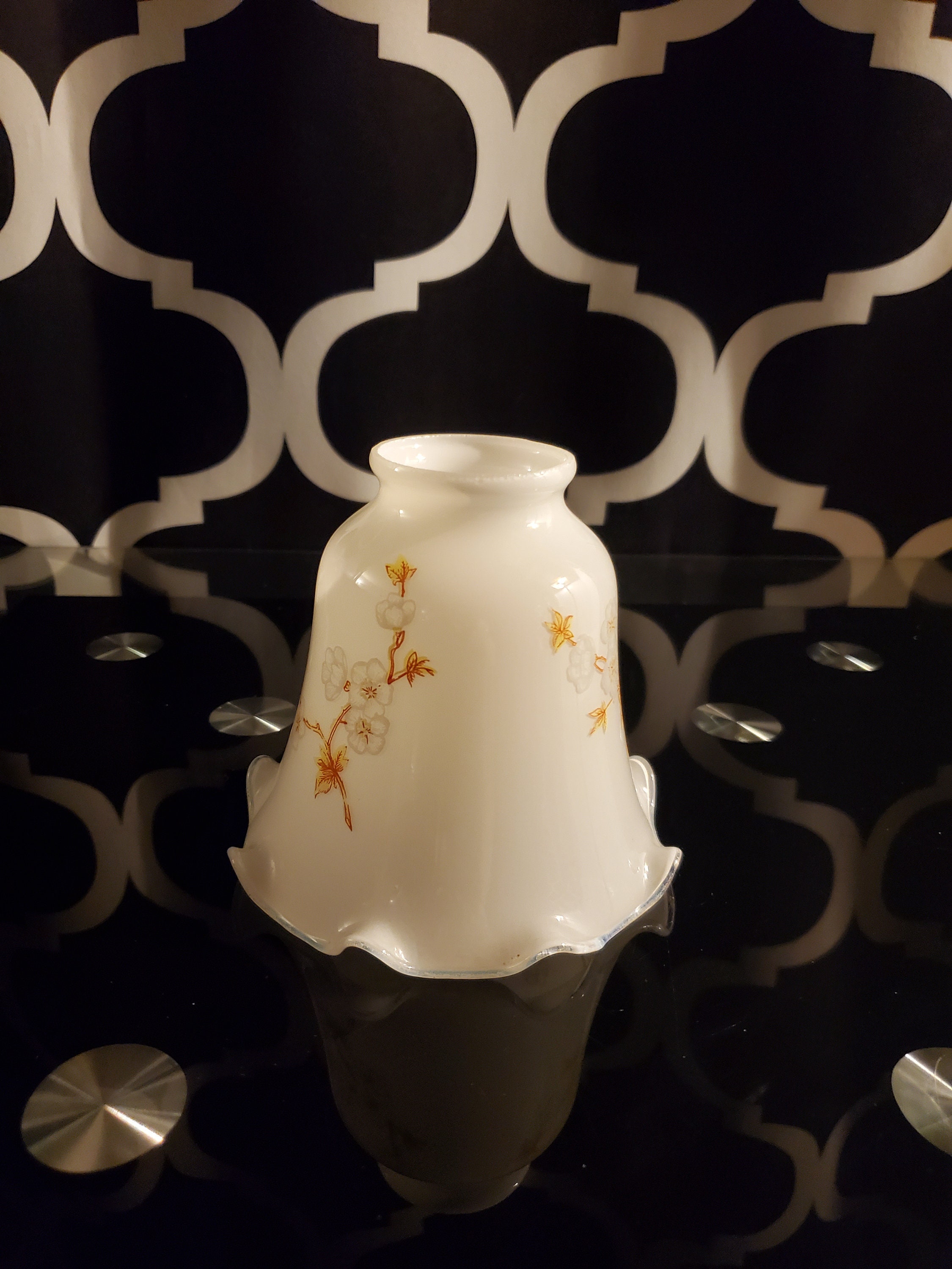 Vintage Glass Floral Ceiling Fan Lamp Shade/glass Lamp Etsy