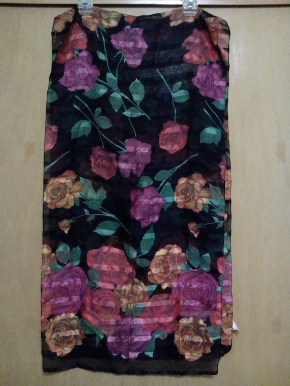 80s/90s Flower Pattern Scarf by Berkshire/Floral S