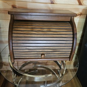 Vintage Wooden Rolltop Breadbox See Pics