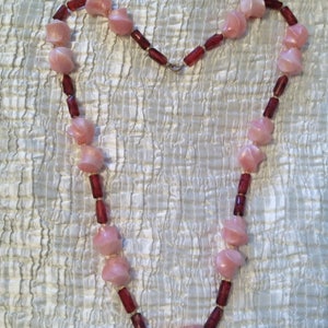 60s/70s Chunky Pink and Red Geometric Necklace/Chunky Necklace/Geometric /Costume Jewelry/Costume Jewellery/Pink Necklace