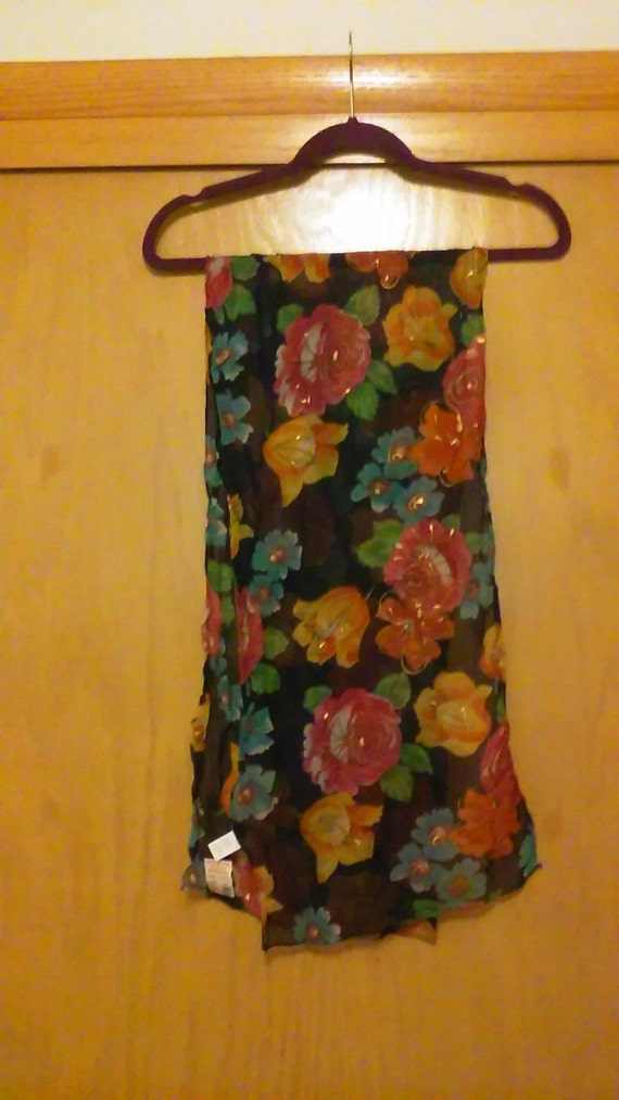 90s NWT Vintage Floral Berkshire Boho Chic Scarf/B