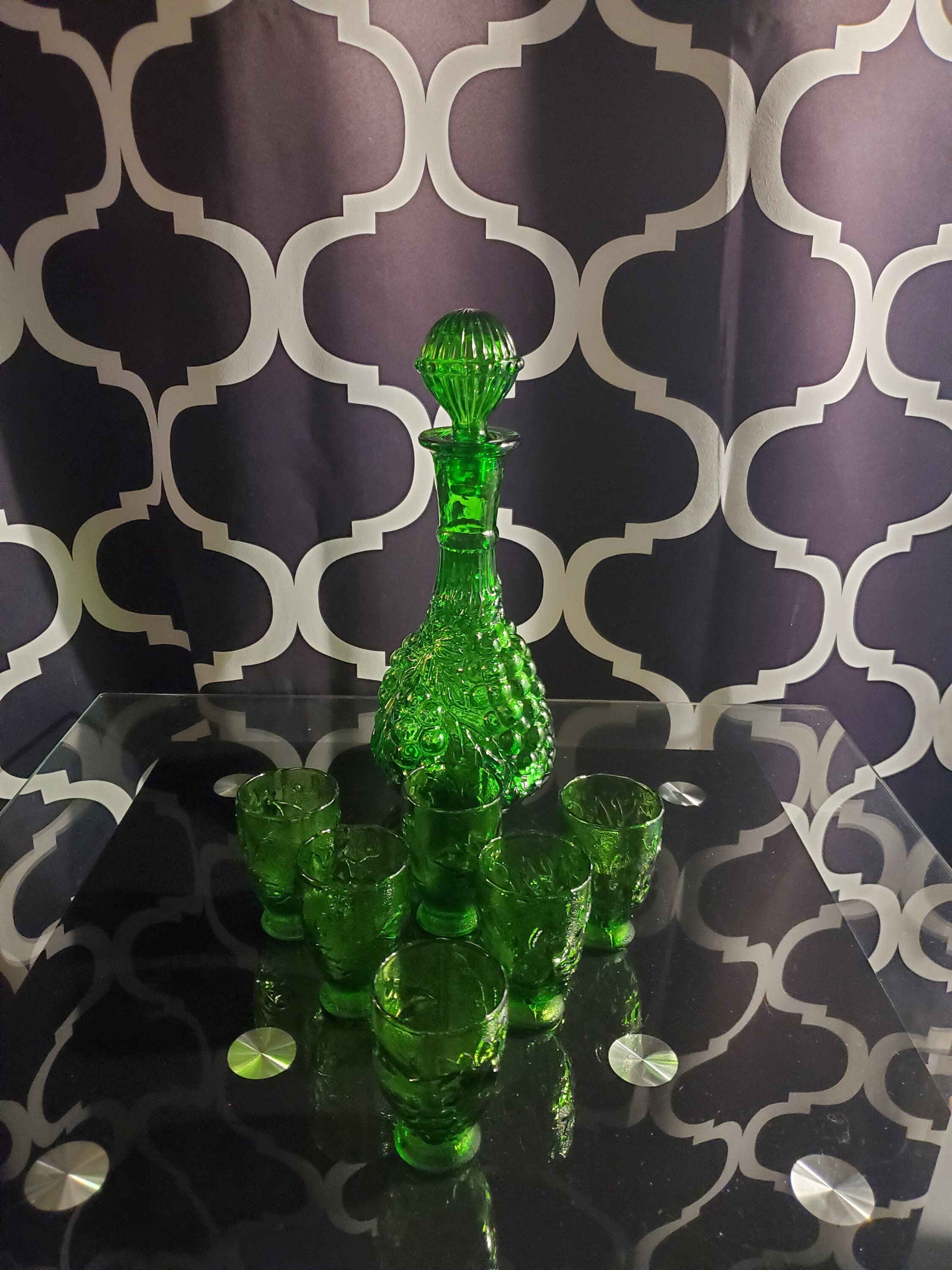 Green glass decanter - Etsy 日本