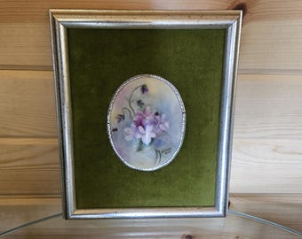 MCM ingelijste plastic muurhanger met bloemen/MCM woondecoratie