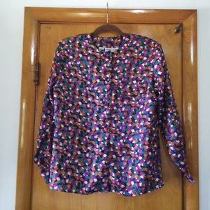 80s Pierre Cardin Abstract Paisley Secretary Blouse/Vintage Pierre Cardin/Pierre Cardin/Secretary Blouse/Casual Blouse/Secretary