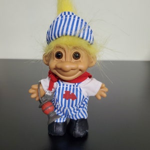 Russ Train Operator Troll Doll/Engineer Troll Doll/90s Troll Doll/Vintage Troll/Russ Troll Doll/Troll Doll