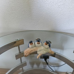Otagiri Porcelain Baby Blue Jays On A Branch Figurine/Blue Jay Figurine/Bird Home Decor