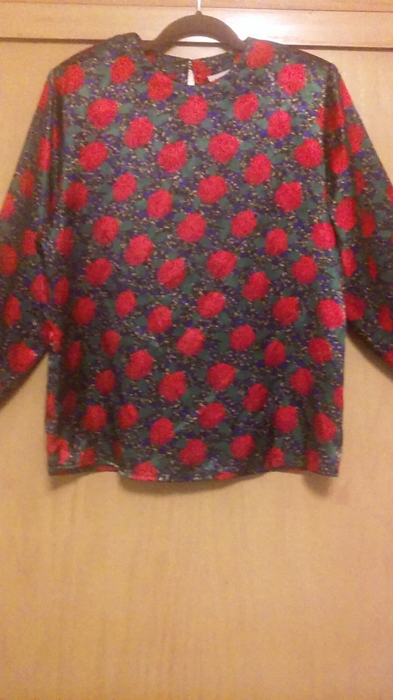 80s Authentic Argenti Flower Pattern Blouse/Blouse