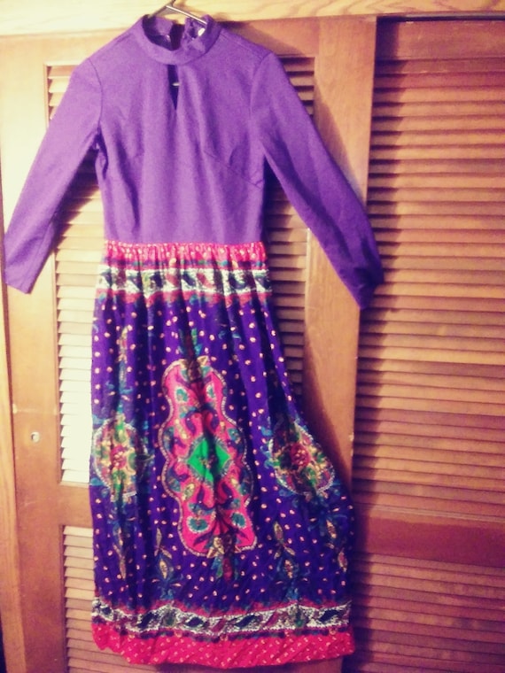 60s/70s Psychadelic/Psychedelic Paisley Maxi Dress