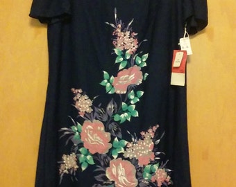 Abito vintage autentico in stile hawaiano con motivo floreale degli anni '70/'80 della Nuova Zelanda di Gilberti/Abito Gilberti/Abito a fiori/Abito floreale/Abito Nuova Zelanda