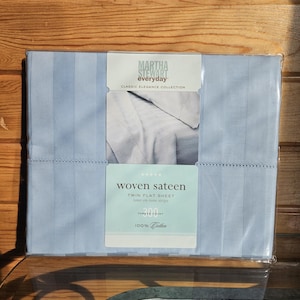 Martha Stewart Woven Sateen 300 Thread Count Twin Flat Sheet NOS