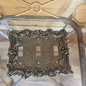 Heavy Metal Ornate Triple Toggle Switchplate