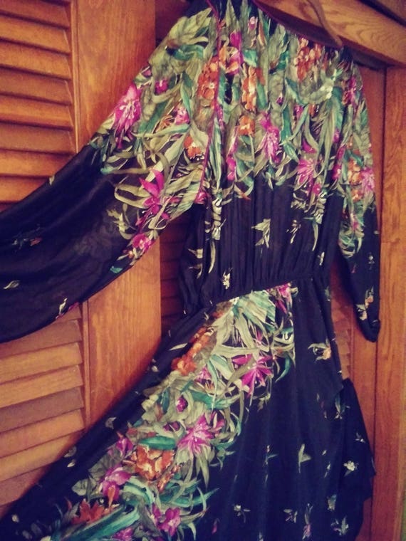 70s Sheer Floral Dress/Floral Dress/Sheer Dress/B… - image 4