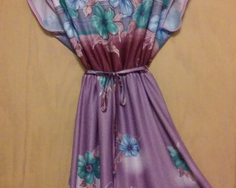 70s Hawaiian Style Flower Pattern Sheer Dress by Ms. Claire New York/Ms. Claire Dress/Floral Dress/Flower Dress/Sheer Dress/Boho Chic Dress