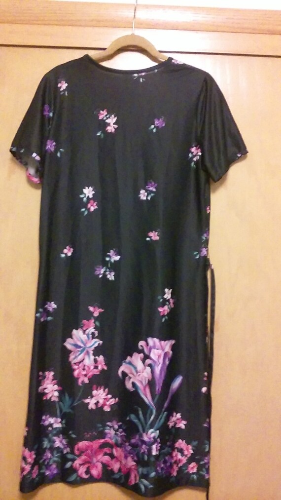 70s Hawaiian Style Flower Pattern Maxi Dress/Maxi… - image 4