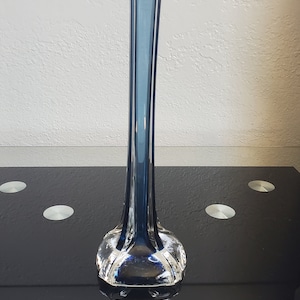 Vintage Blue Glass Flute Vase/Blue Glass Vase/Art Glass Vase/Flute Vase/Blue Glass Flute Vase