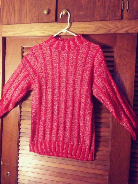 90s Tunic Christmas Lurex Sweater by American Prid