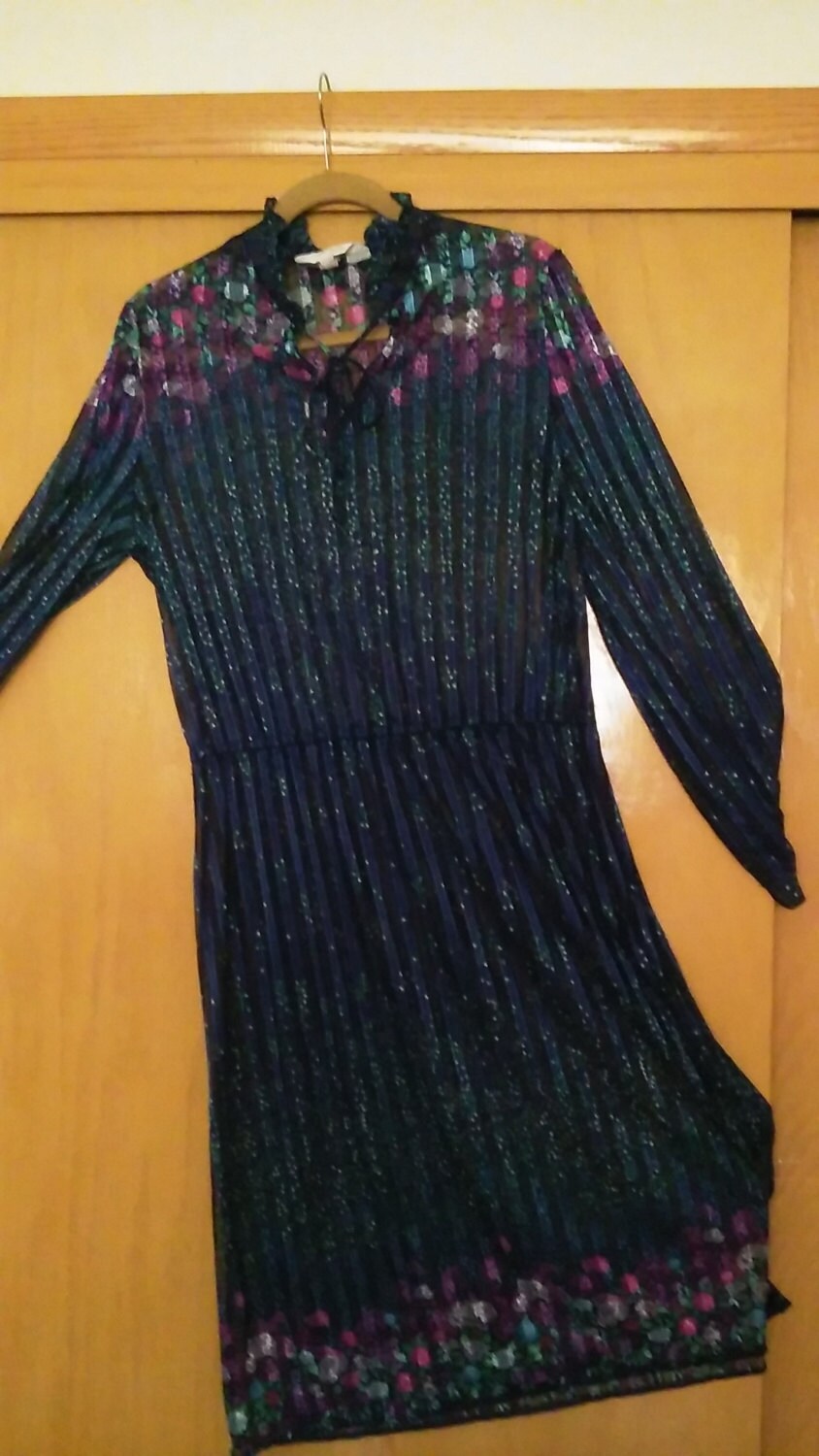 70s/80s Sheer Flower Pattern Boho Chic Dress by JC Penney