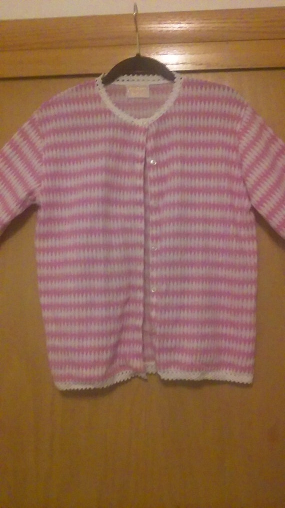 70s Zigzag Pattern Geometric Knit Button Up Top/G… - image 1