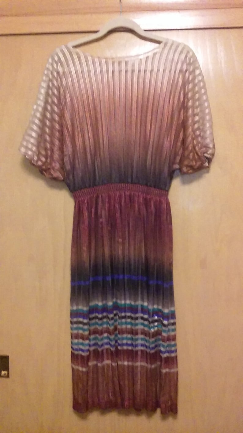 70s80s Authentic Sheer Boho Chic DressSheer DressGeometric DressBoho Chic DressStriped DressFrock
