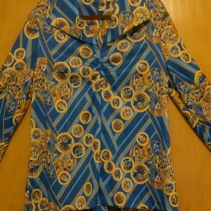 60s/70s Hawaiian Style Flower Leaf Pattern Geometric Psychedelic/Psychadelic Hippie Blouse/Hippie Shirt/Hippie Top/Hippie/Psychedelic