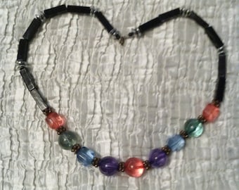 80s/90s Geometric Bead Necklace/Costume Jewelry/Geometric Necklace/Costume Jewellery/Bead Necklace/Vintage necklace