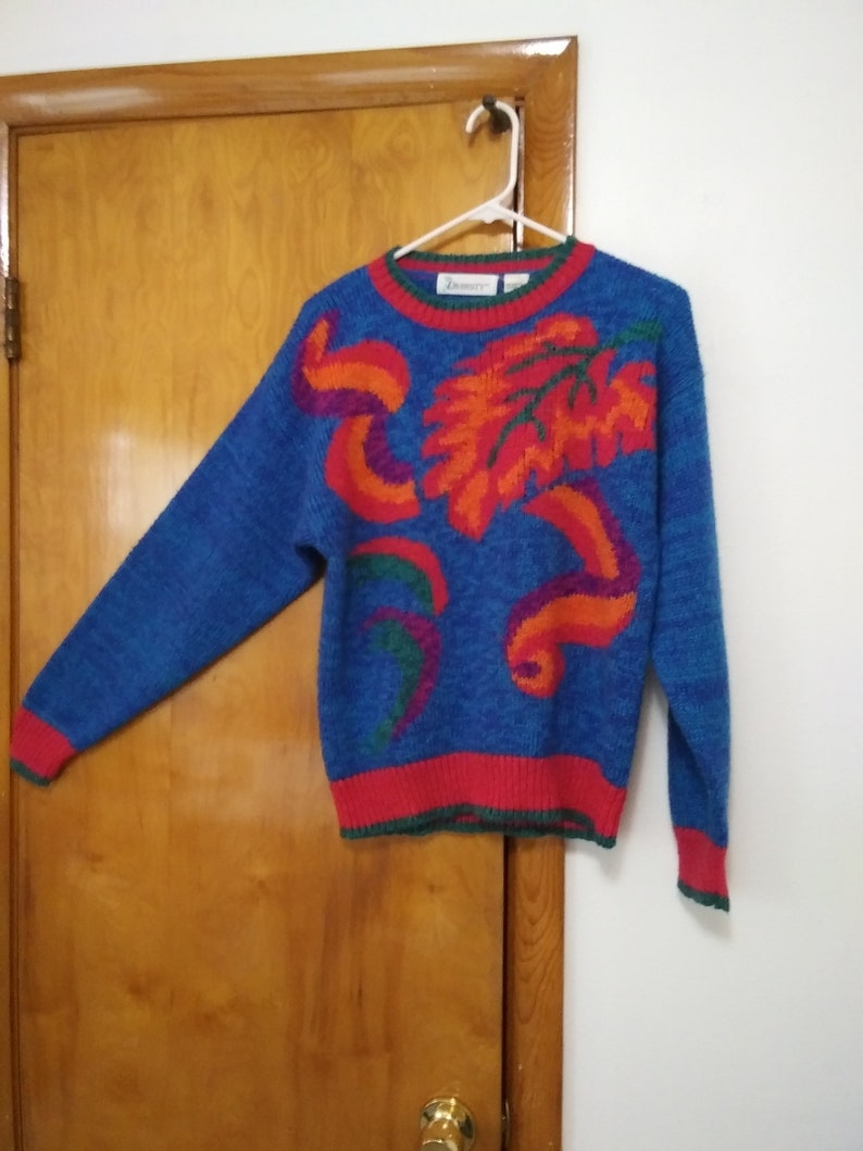 90s Diversity Abstract Leaf Sweater/Diversity Sweater/Vintage Sweater/Wool Sweater/Acrylic Sweater/Abstract Sweater/Leaf Sweater image 2