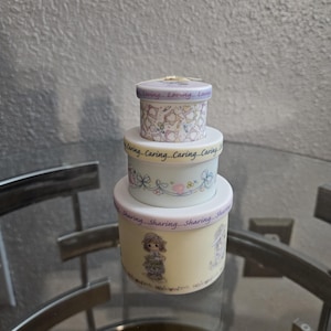 Vintage Enesco Precious Moments Porcelain Stacked Mother Box/Porcelain Stacked Box/Precious Moments Box