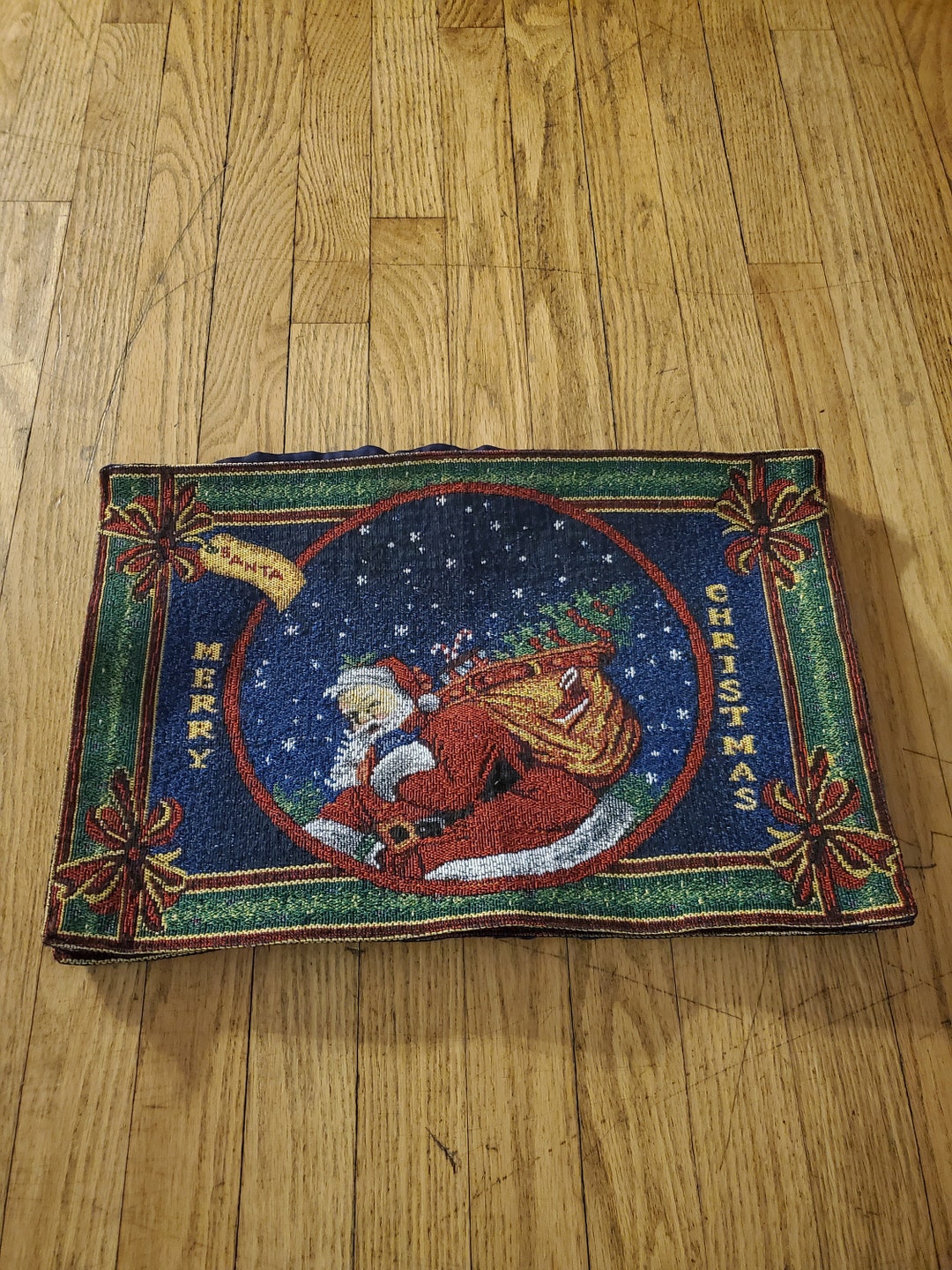 Vintage 4pc Santa Merry Christmas Tapestry Placemats/santa Placemats