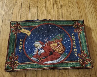 Vintage Swedish Santa Print God Jul Merry Christmas Tapestry