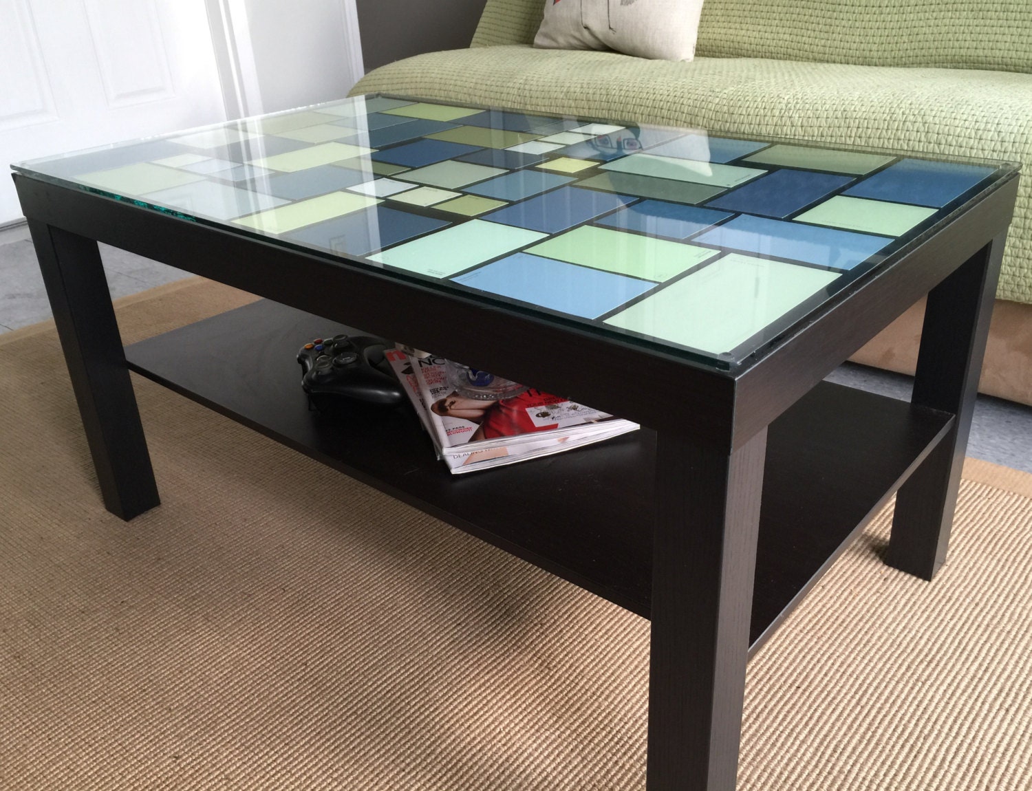 Coffee Table with Custom Paint Samples & Glass Top Made to Etsy