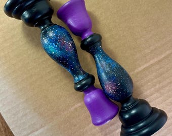Candelabros de nebulosa pintados a mano: inspirados en el telescopio James Webb (juego de 2)