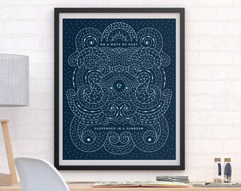 Carl Sagan Mote of Dust Art Print | 8" x 10" or 16" x 20" | Cosmos, Pale Blue Dot, Space, Stars, Planets, Sun, Quote, Astronomy, Astrology