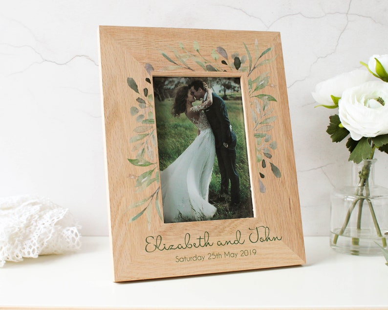 Oak Photo Frame Personalised Wedding Photo Frame Etsy