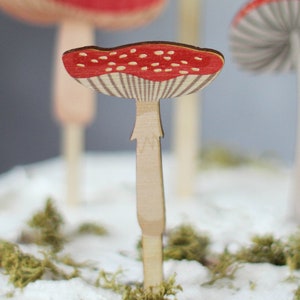 Personalised Toadstool Cake Topper Set Birthday Cake Toppers Wooden Cake Topper Birch Cake Topper image 4