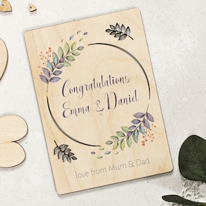 Personalised Wedding Card Congratulations Card Wooden Card Personalised Wedding Card Wedding Keepsake Card for Them Wedding Gift image 3