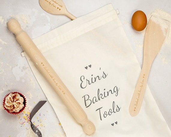 Personalised Baking Set Wood Baking Utensils Gift for Her Personalised With  Your Message Baking Gift Idea Mothers Day Gift Idea 