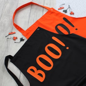 Halloween Apron Halloween Costume Boo Spooky Apron Halloween Decorations Orange Apron Personalised Apron Halloween Decor image 1